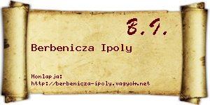 Berbenicza Ipoly névjegykártya